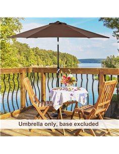 Outsunny 2.7M Parasol Patio Tilt Umbrella with Crank, Coffee 84D-032CF 2