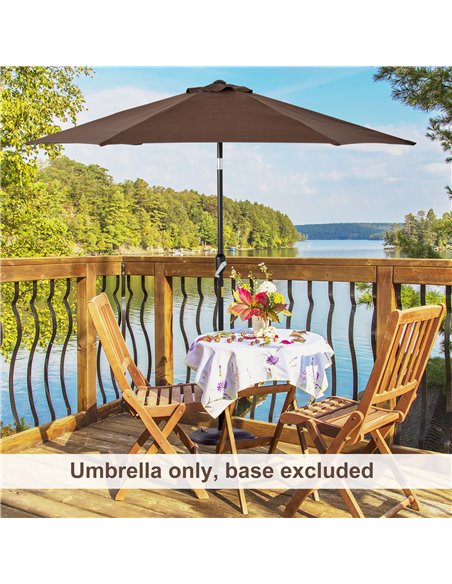 Outsunny 2.7M Parasol Patio Tilt Umbrella Sun Umbrella Outdoor Garden Sunshade Aluminium Frame with Crank, Coffee 84D-032CF - pic 49562 | FastDaddyshop