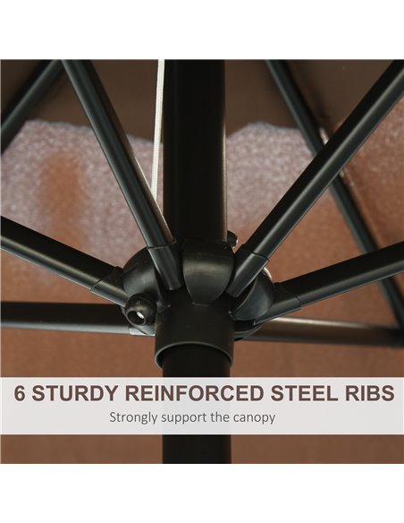 Outsunny 2.7M Parasol Patio Tilt Umbrella Sun Umbrella Outdoor Garden Sunshade Aluminium Frame with Crank, Coffee 84D-032CF - pic 49567 | FastDaddyshop