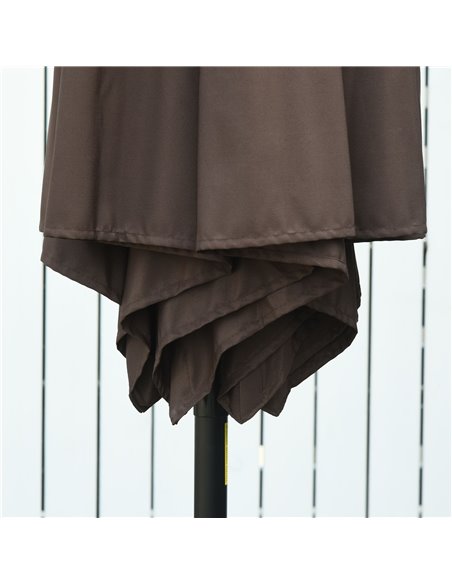Outsunny 2.7M Parasol Patio Tilt Umbrella Sun Umbrella Outdoor Garden Sunshade Aluminium Frame with Crank, Coffee 84D-032CF - pic 49568 | FastDaddyshop