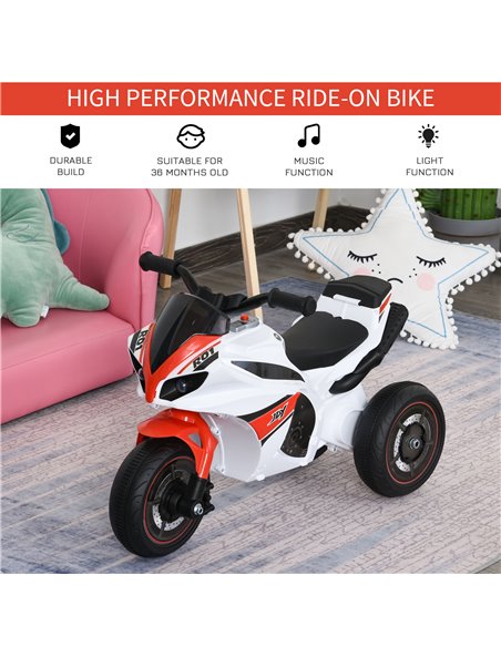 HOMCOM Kids Ride-On Police Bike 3-Wheel Vehicle w/ Music Lights Safe Seat Handlebars Toddler Child Learning Fun Development 18-3 - pic 4957 | FastDaddyshop