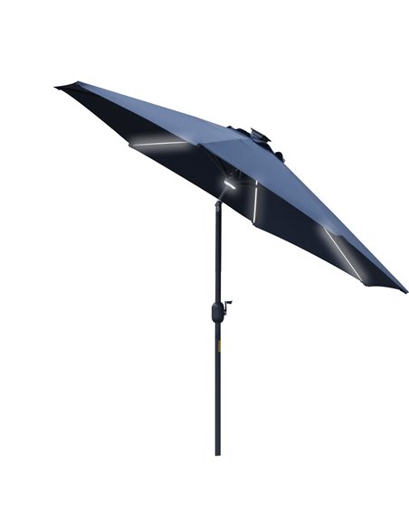 Outsunny 2.7m Garden Parasol Sun Umbrella with LED Solar Light, Blue 84D-105NU - pic 49570 | FastDaddyshop