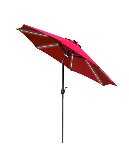 Outsunny 2.7m Garden Parasol Sun Umbrella with LED Solar Light, Red 84D-105WR - pic 49579 | FastDaddyshop