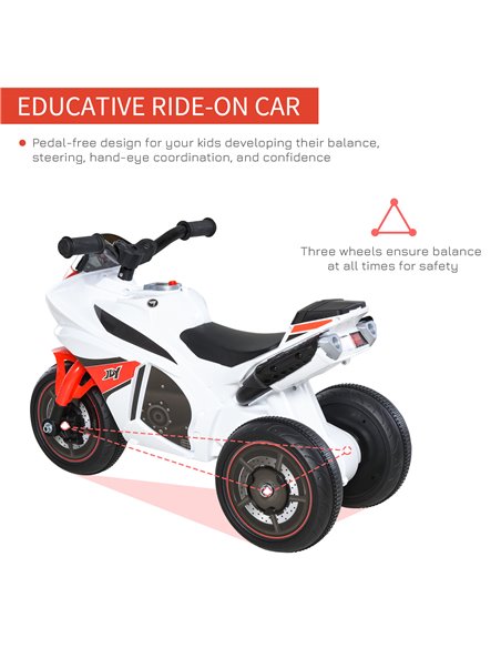 HOMCOM Kids Ride-On Police Bike 3-Wheel Vehicle w/ Music Lights Safe Seat Handlebars Toddler Child Learning Fun Development 18-3 - pic 4958 | FastDaddyshop
