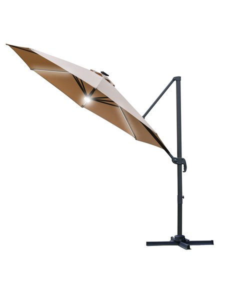 Outsunny 3(m) Cantilever Roma Parasol with LED Solar Light, Brown 84D-104CF - pic 49597 | FastDaddyshop
