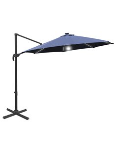 Outsunny 3(m) Cantilever Roma Parasol with LED Solar Light, Blue 84D-104NU