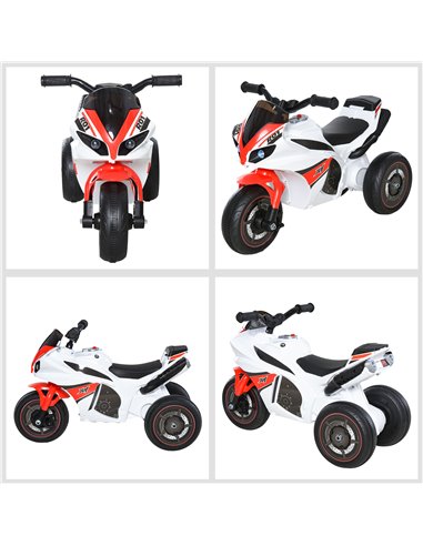 HOMCOM Kids Ride-On Police Bike 3-Wheel Vehicle w/ Music Lights Safe Seat Handlebars Toddler Child Learning Fun Development 18-3