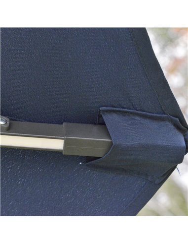 Outsunny 3(m) Cantilever Roma Parasol Garden Sun Umbrella Outdoor Patio with LED Solar Light Cross Base 360° Rotating, Blue 84D-