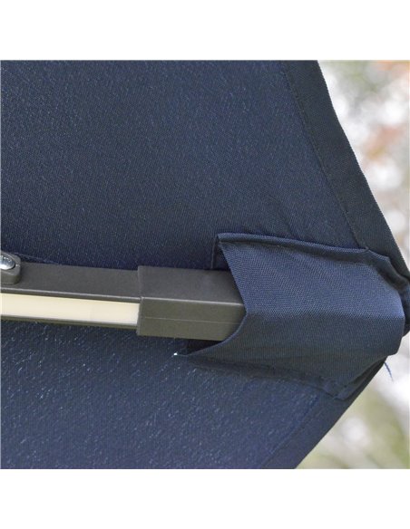 Outsunny 3(m) Cantilever Roma Parasol Garden Sun Umbrella Outdoor Patio with LED Solar Light Cross Base 360° Rotating, Blue 84D- - pic 49614 | FastDaddyshop
