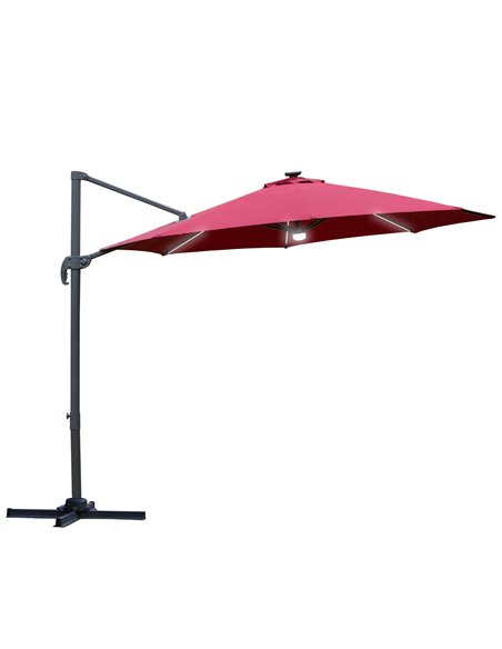 Outsunny 3(m) Cantilever Roma Parasol with LED Solar Light, Red 84D-104WR - pic 49615 | FastDaddyshop