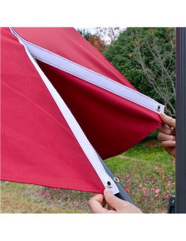 Outsunny 3(m) Cantilever Roma Parasol Adjustable Garden Sun Umbrella with LED Solar Light Cross Base 360° Rotating, Red 84D-104W