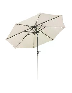 Outsunny Garden 24 LED Light Parasol with Hand Crank, Off-White 840-125CW