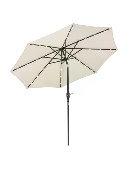 Outsunny Garden 24 LED Light Parasol with Hand Crank, Off-White 840-125CW - pic 49633 | FastDaddyshop