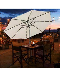 Outsunny Garden 24 LED Light Parasol with Hand Crank, Off-White 840-125CW 2