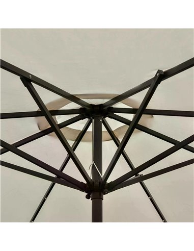 Outsunny Garden 24 LED Light Parasol Outdoor Tilt Sun Umbrella Patio Club Party Event Manual Sun Shade w/ Hand Crank Off-white 8