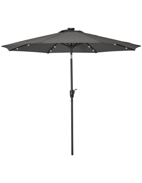 Outsunny Garden 24 LED Light Parasol, Sun Umbrella, Grey 840-125CG - pic 49642 | FastDaddyshop