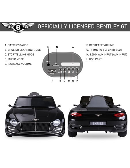 HOMCOM Kids Electric Car 6V Battery PP Licensed Bentley Ride On Toys Black - pic 4965 | FastDaddyshop
