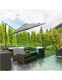 Outsunny 3(m) Patio Offset Parasol Roma Umbrella Cantilever, Dark Grey 84D-065CG 2