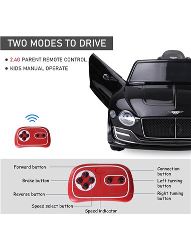 HOMCOM Kids Electric Car 6V Battery PP Licensed Bentley Ride On Toys Black