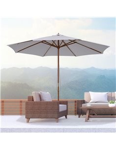 Outsunny 3(m) Fir Wooden Parasol Garden Umbrella, Cream White 01-0244 2