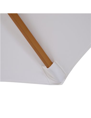 Outsunny 3(m) Fir Wooden Parasol Garden Umbrellas 8 Ribs Bamboo Sun Shade Patio Outdoor Umbrella Canopy, Cream White 01-0244