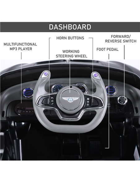 HOMCOM Kids Electric Car 6V Battery PP Licensed Bentley Ride On Toys Black - pic 4967 | FastDaddyshop