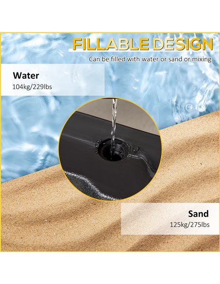 Outsunny Detachable Patio Umbrella Base, Cantilever Parasol Base Stand Outdoor Umbrella Weights, Can Be Filled with Sand or Wate - pic 49673 | FastDaddyshop