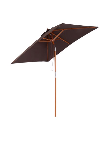 Outsunny 2m x 1.5m Patio Parasol Garden Umbrella, Coffee 84D-017CF - pic 49678 | FastDaddyshop