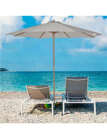 Outsunny 3m Fir Wooden Garden Parasol Bamboo Sun Shade Patio Outdoor Umbrella Canopy, Grey 840-065GY - pic 49688 | FastDaddyshop