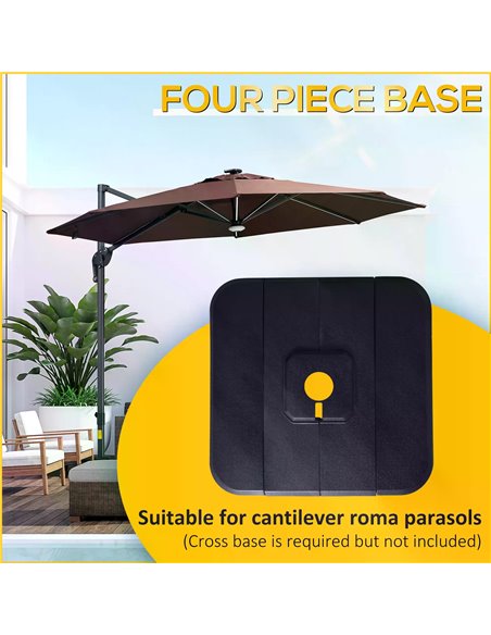 Outsunny Set of 4 Cantilever Parasol Base Stand Outdoor Umbrella Weights, Can Be Filled with Sand or Water, Black 84D-144 - pic 49699 | FastDaddyshop