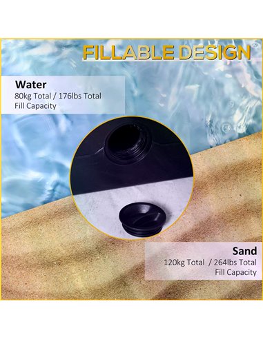 Outsunny Set of 4 Cantilever Parasol Base Stand Outdoor Umbrella Weights, Can Be Filled with Sand or Water, Black 84D-144