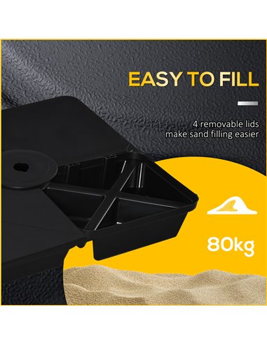 Outsunny Set of 4 Parasol Base Weights, Sand Filled Umbrella Base for Banana Hanging and Cantilever Umbrella Parasol Up to 80kg,