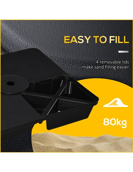 Outsunny Set of 4 Parasol Base Weights, Sand Filled Umbrella Base for Banana Hanging and Cantilever Umbrella Parasol Up to 80kg, - pic 49708 | FastDaddyshop