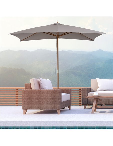 Outsunny 2 x 3m Wooden Parasol Garden Umbrellas Sun Shade Patio Outdoor Umbrella Canopy New (Light Grey) 84D-057GY - pic 49715 | FastDaddyshop