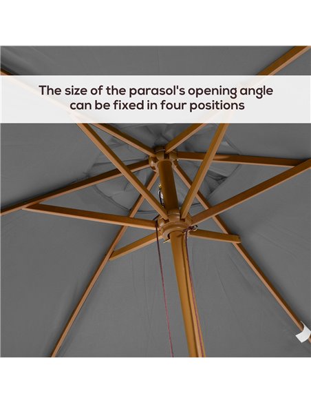 Outsunny 2 x 3m Wooden Parasol Garden Umbrellas Sun Shade Patio Outdoor Umbrella Canopy New (Light Grey) 84D-057GY - pic 49719 | FastDaddyshop