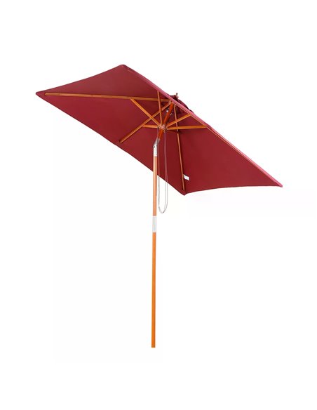 Outsunny 2 x 1.5m Patio Garden Parasol Sun Umbrella Sunshade Canopy Outdoor Backyard Furniture Fir Wooden Pole 6 Ribs Tilt Mecha - pic 49729 | FastDaddyshop