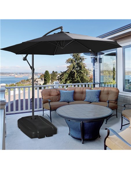 Outsunny 7.5kg Square Parasol Base Portable Umbrella Stand Weights for Cantilever Banana Parasol with Wheels, Water and Sand Fil - pic 49733 | FastDaddyshop