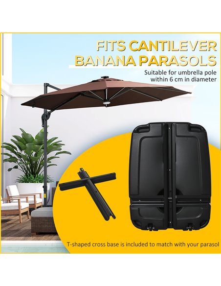 Outsunny 7.5kg Square Parasol Base Portable Umbrella Stand Weights for Cantilever Banana Parasol with Wheels, Water and Sand Fil - pic 49735 | FastDaddyshop
