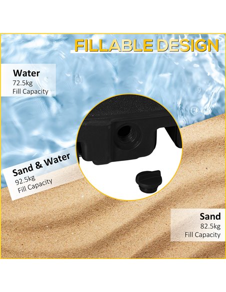 Outsunny 7.5kg Square Parasol Base Portable Umbrella Stand Weights for Cantilever Banana Parasol with Wheels, Water and Sand Fil - pic 49736 | FastDaddyshop