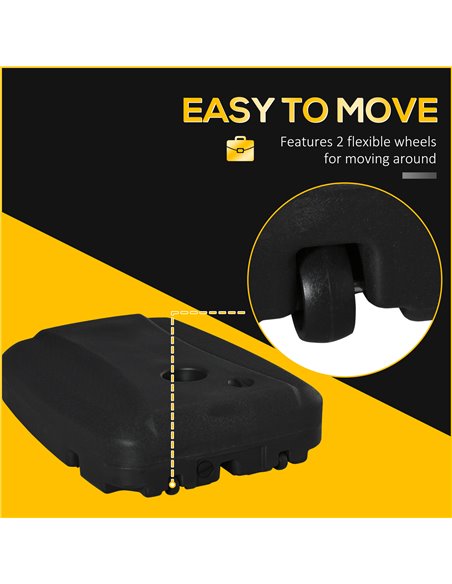 Outsunny 7.5kg Square Parasol Base Portable Umbrella Stand Weights for Cantilever Banana Parasol with Wheels, Water and Sand Fil - pic 49738 | FastDaddyshop