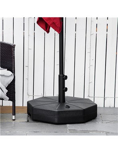 Outsunny Octagonal Garden Parasol Base Holder Outdoor Market Umbrella Stand Weights, Up to 28kg Water Filled or 40kg Sand Filled