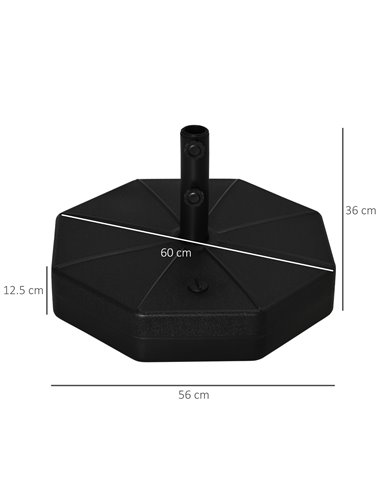 Outsunny Octagonal Garden Parasol Base Holder Outdoor Market Umbrella Stand Weights, Up to 28kg Water Filled or 40kg Sand Filled