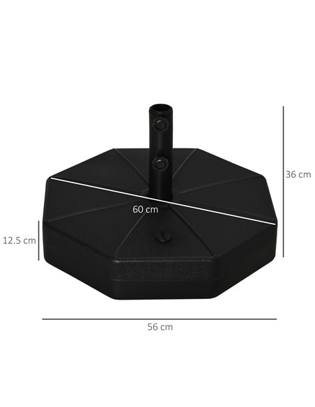 Outsunny Octagonal Garden Parasol Base Holder Outdoor Market Umbrella Stand Weights, Up to 28kg Water Filled or 40kg Sand Filled - pic 49752 | FastDaddyshop