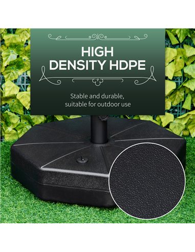 Outsunny Octagonal Garden Parasol Base Holder Outdoor Market Umbrella Stand Weights, Up to 28kg Water Filled or 40kg Sand Filled