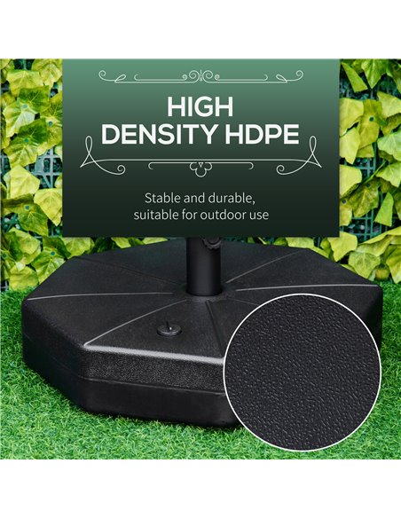 Outsunny Octagonal Garden Parasol Base Holder Outdoor Market Umbrella Stand Weights, Up to 28kg Water Filled or 40kg Sand Filled - pic 49755 | FastDaddyshop