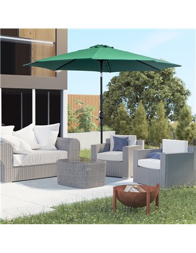 Outsunny 3(m) Tilting Parasol Garden Umbrellas, Outdoor Sun Shade with 8 Ribs, Tilt and Crank Handle for Balcony, Bench, Garden,