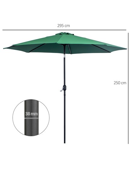 Outsunny 3(m) Tilting Parasol Garden Umbrellas, Outdoor Sun Shade with 8 Ribs, Tilt and Crank Handle for Balcony, Bench, Garden, - pic 49761 | FastDaddyshop