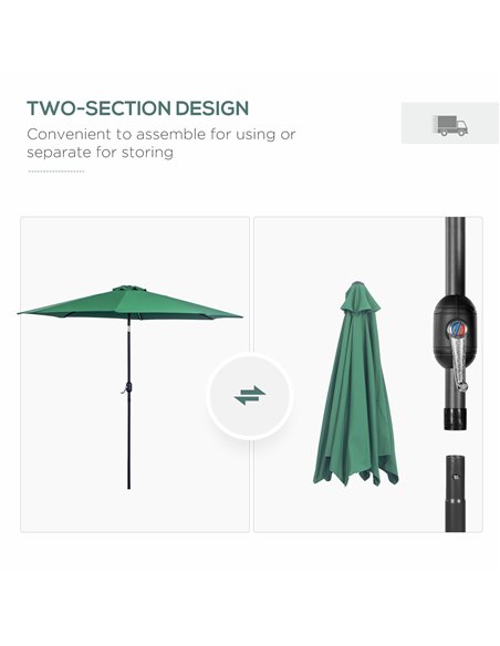 Outsunny 3(m) Tilting Parasol Garden Umbrellas, Outdoor Sun Shade with 8 Ribs, Tilt and Crank Handle for Balcony, Bench, Garden, - pic 49764 | FastDaddyshop
