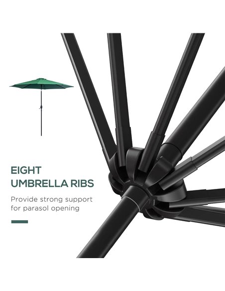 Outsunny 3(m) Tilting Parasol Garden Umbrellas, Outdoor Sun Shade with 8 Ribs, Tilt and Crank Handle for Balcony, Bench, Garden, - pic 49765 | FastDaddyshop