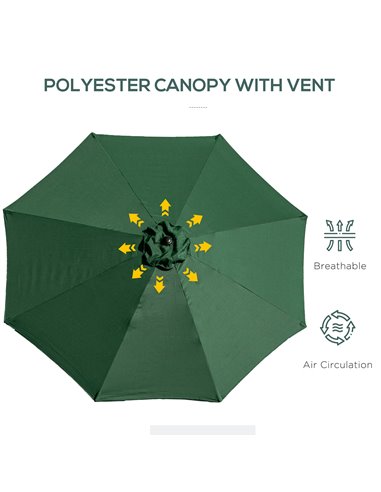 Outsunny 3(m) Tilting Parasol Garden Umbrellas, Outdoor Sun Shade with 8 Ribs, Tilt and Crank Handle for Balcony, Bench, Garden,
